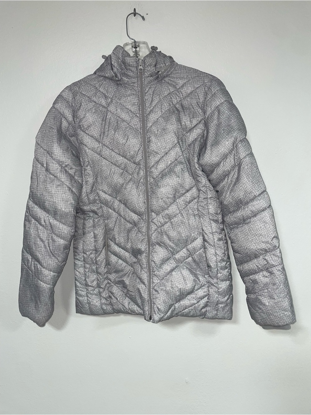 Xersion Lightweight Quilted Silver-Gray Packable Puffer Jacket